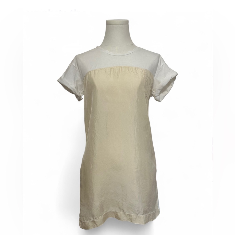 Theory White & Cream Minimalist Quiet Luxury T-Shirt Dress w/ Pockets – Size M
